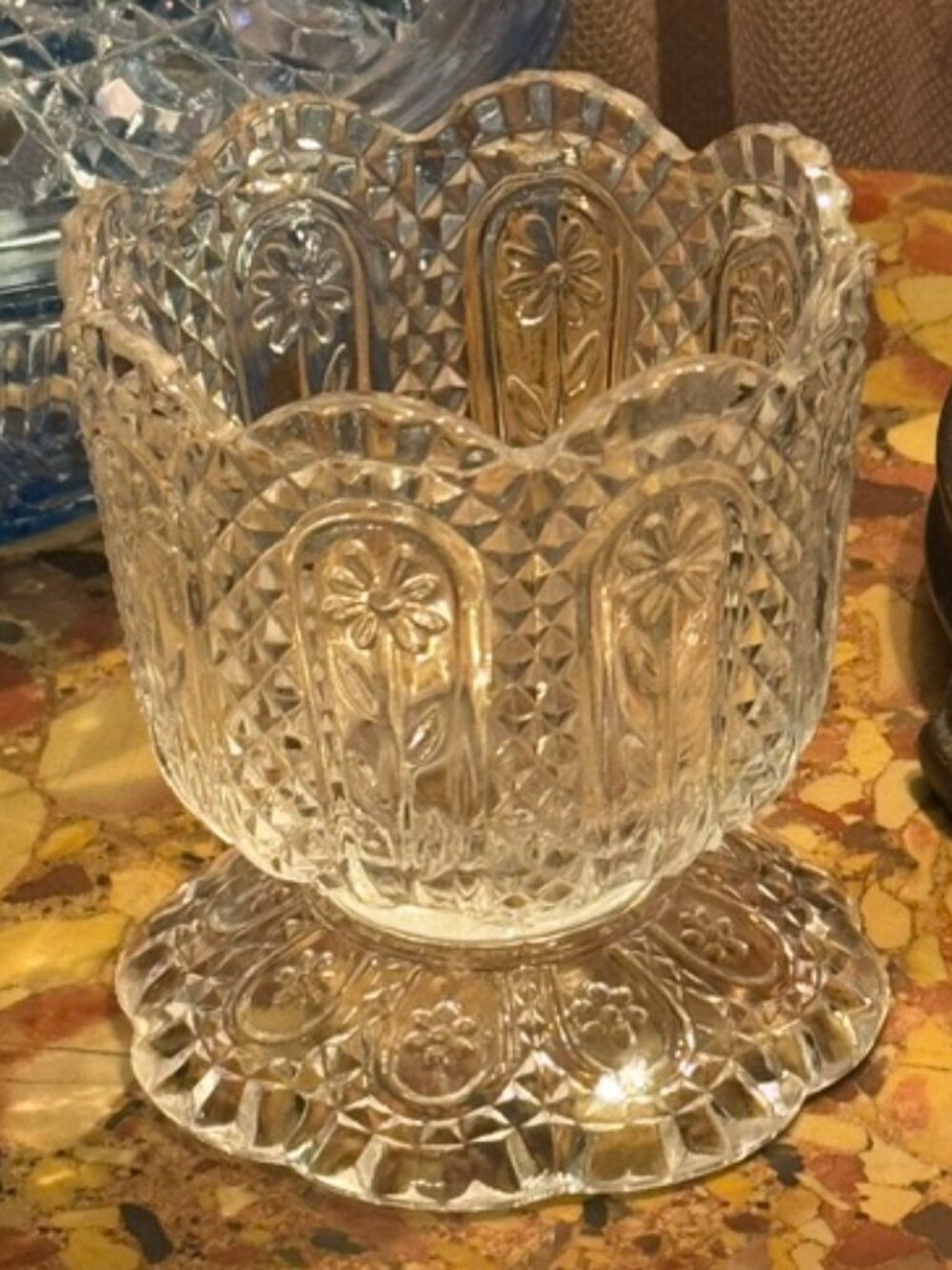 Vintage Avon clear pressed glass candle holder